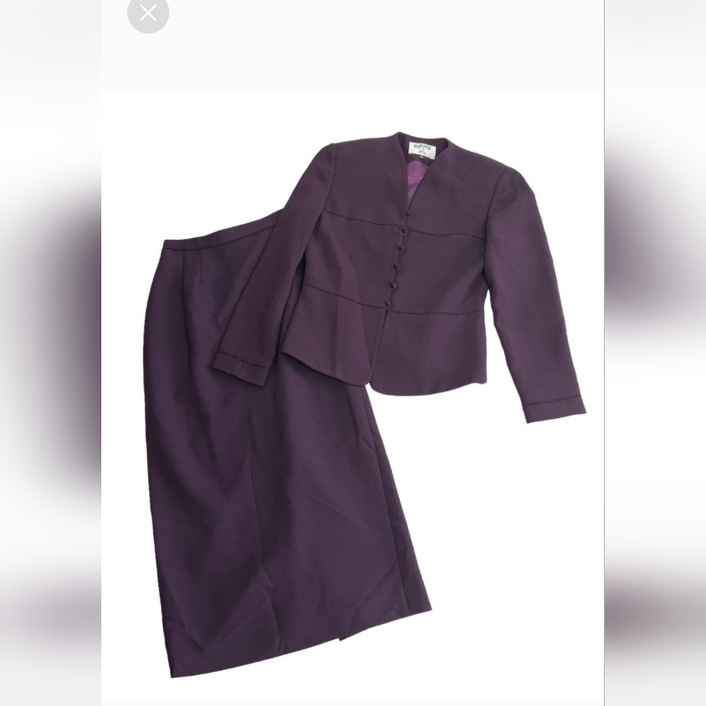 Kasper Purple Blazer and Long Skirt Set